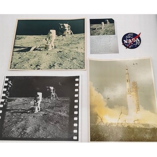 40A - NASA PHOTO'S TAKEN BY NEIL ARMSTRONG, A PAIR SEQUENTIAL PHOTOGRAPHS DEPICTING BUZZ ALDRIN DEPLOYING ... 