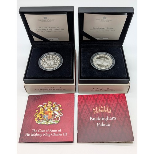 42 - Two Silver 925 Coins, to include Buckingham Palace and His Majesty King Charles III,