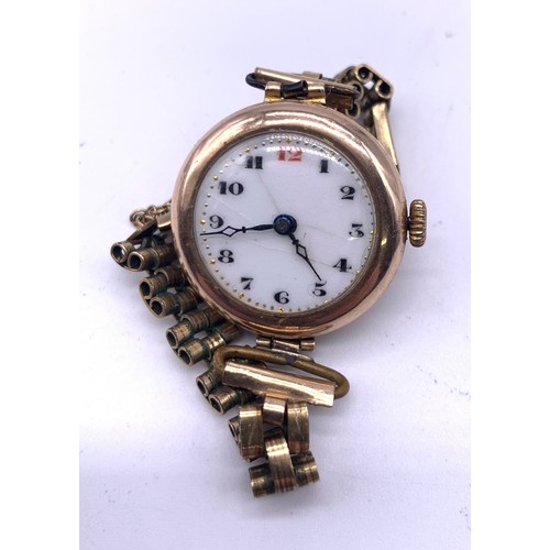 35A - 9ct Gold Movement Ladies Watch with rolled gold strap