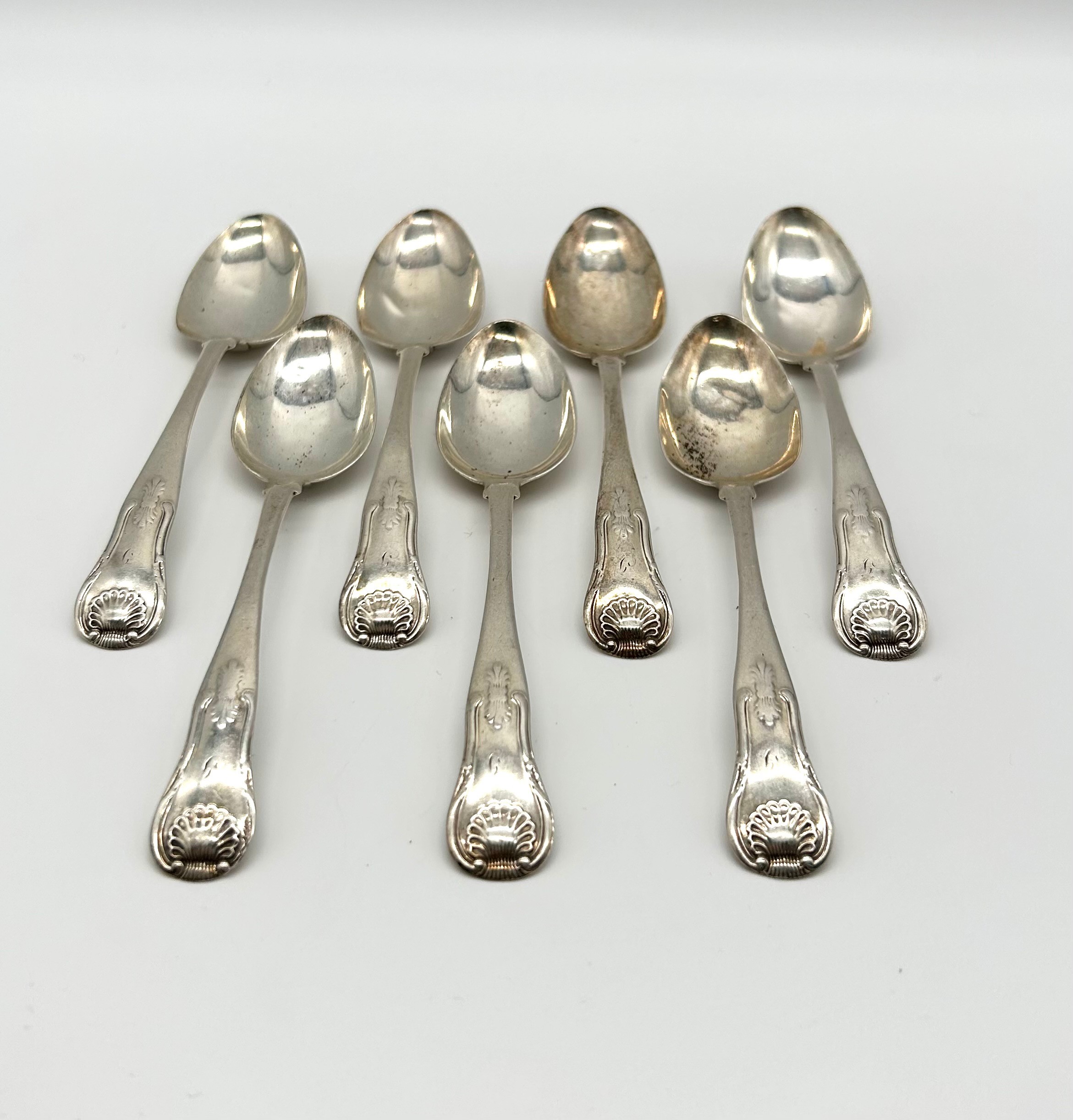 Set of 7 Silver Kings Pattern Tea Spoons, Andrew Wilkie , Edinburgh ...
