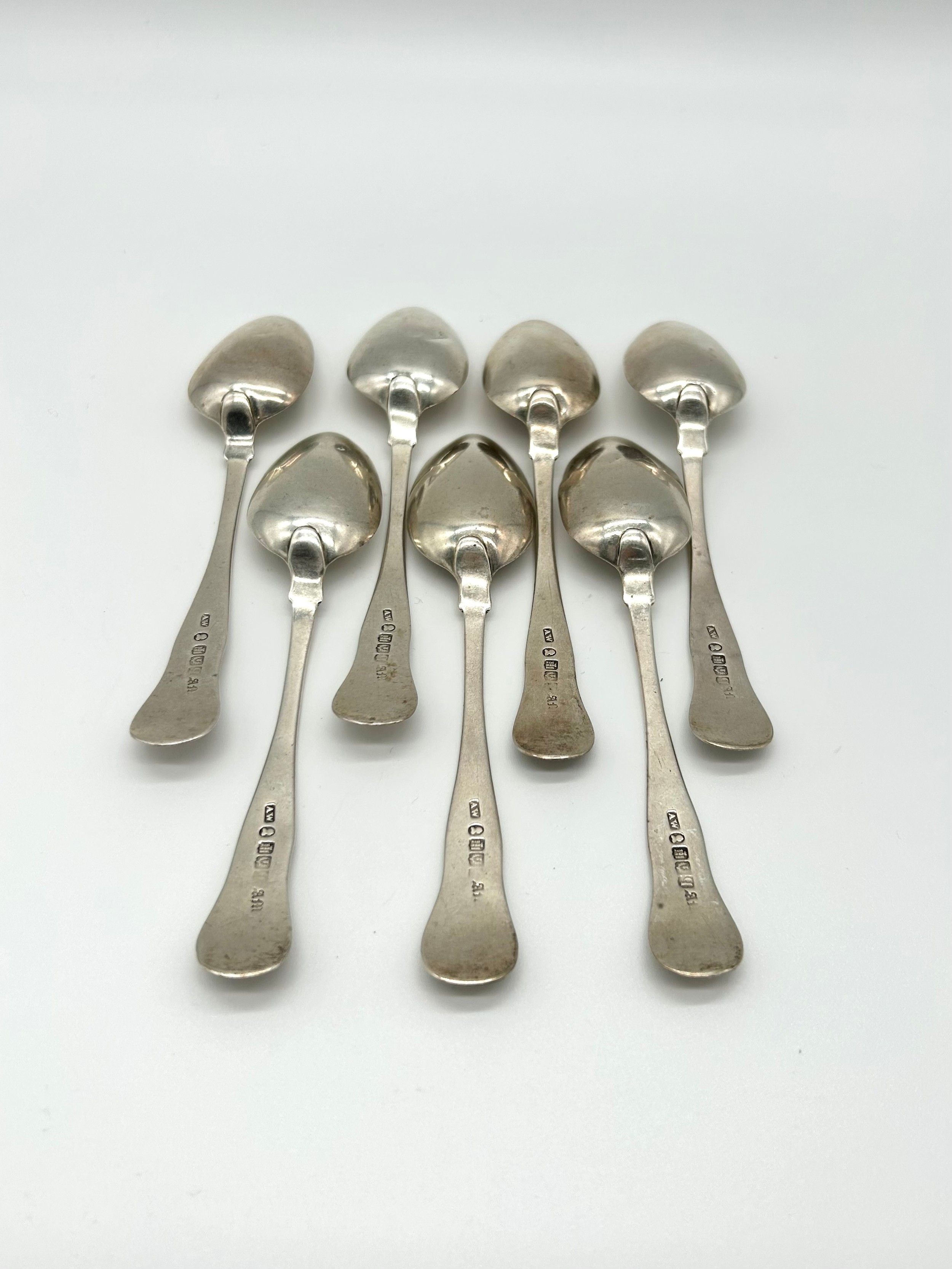 Set of 7 Silver Kings Pattern Tea Spoons, Andrew Wilkie , Edinburgh ...