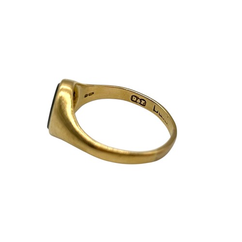 3 - 18ct Gold Signet Ring set with Oval Bloodstone 
Size - N/Q
Weight - 4g