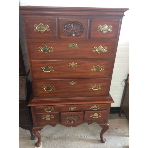 157 - The philadelphia Henkel Harris of Winchester virglate cherry chest on chest with brass handles and b... 