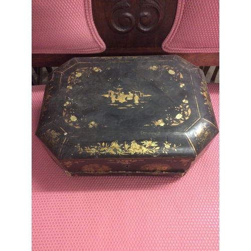 127 - Early Chinese document box with geisha girl scene.