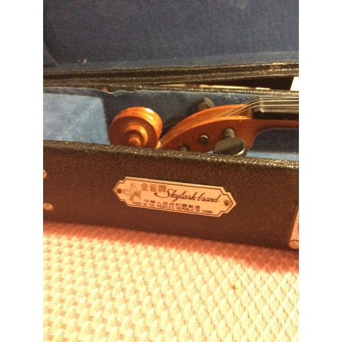 168 - Srylarkbrand violin in fitted case.