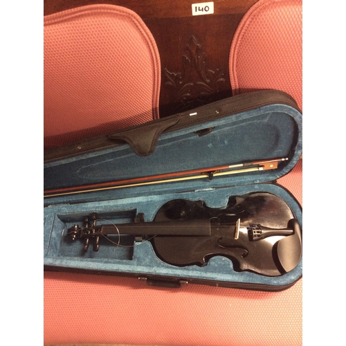 169 - Black violin in fitted case.