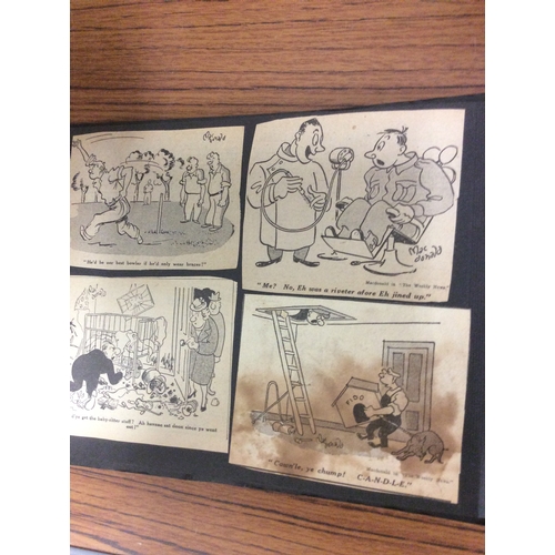 226 - Album of early cartoon scens and includes military pictures cartoon.