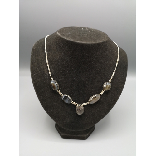 84 - Silver 925 chain with large stone in art nouveau design.