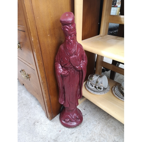 362 - Large stone garden ornament of Chinese man.