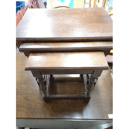 360 - Oak nest of contemporary tables.