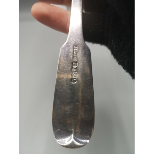 2 - Large Edinburgh georgian silver basting spoon dated 1838 32 cm long makers jh and Co.