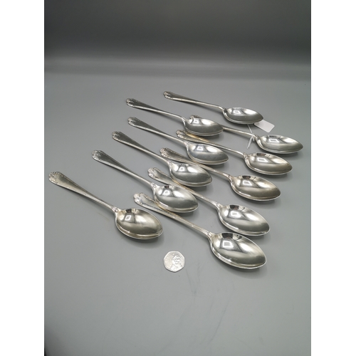 4 - 10 large heavy silver Hall marked table spoons Birmingham. Maker R and b. 800 grams.