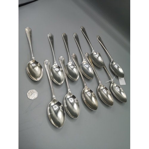 4 - 10 large heavy silver Hall marked table spoons Birmingham. Maker R and b. 800 grams.