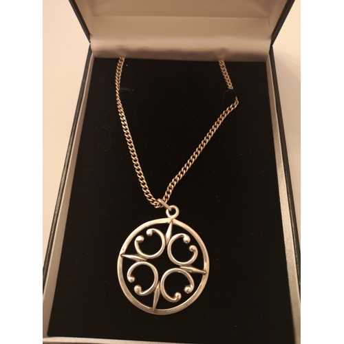 18 - Top Quality Heavy Silver Necklace With Large Scottish Heavy Celtic Ola Gorie Pendant Stunning.