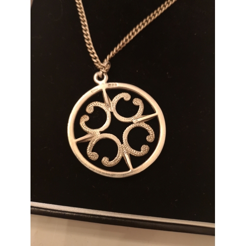 18 - Top Quality Heavy Silver Necklace With Large Scottish Heavy Celtic Ola Gorie Pendant Stunning.