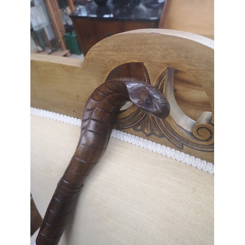 46a - Hand carved snake walking cane.