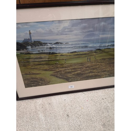 103 - Print of scottish coastel Golf course signed.
