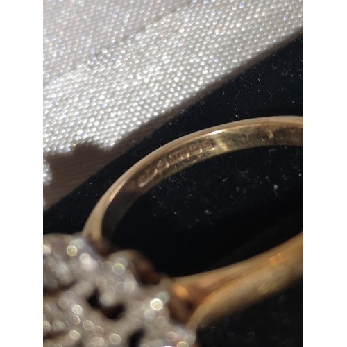 100B - 9ct 375 Hall Marked diamond cluster ring.