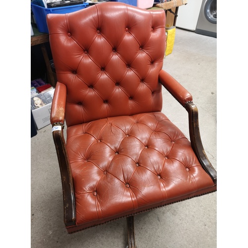 550 - Chesterfield arm chair arm in need of attention.