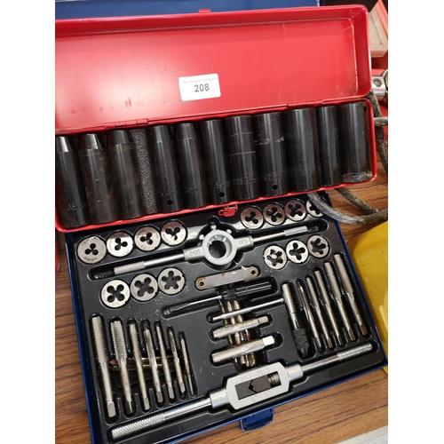 208 - Quality tap and die set in fitted box together with quality tool bits in fitted box.