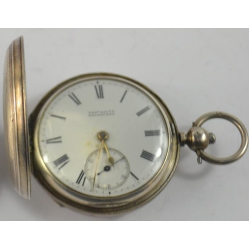 2 - Silver hall marked pocket watch. Not working .