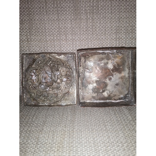 16 - Chinese white metal/ copper early box .