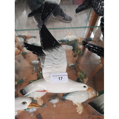 17 - Set of 3 beswick seagull wall plaques one as found.