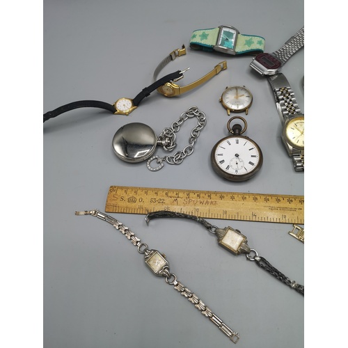 5b - Lot of vintage watches to include pocket watch etc.