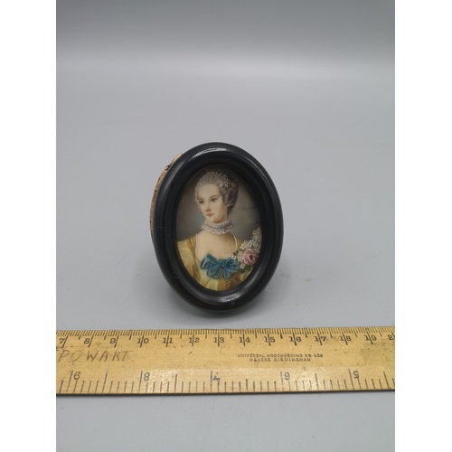 22b - Victorian 18/19 th century miniature painting of young lady.