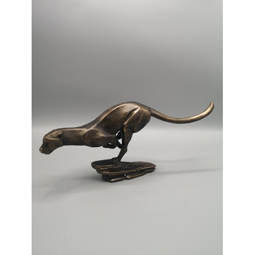 44 - Large cast bronzed cheetah study in sprint hunting motion.