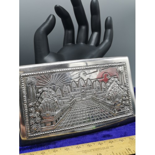 1a - Neollo heavy silver card case with Indian building scene. Weighs over 150 grams .
