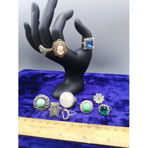 41a - Lot of stunning rings includes cameo ring .