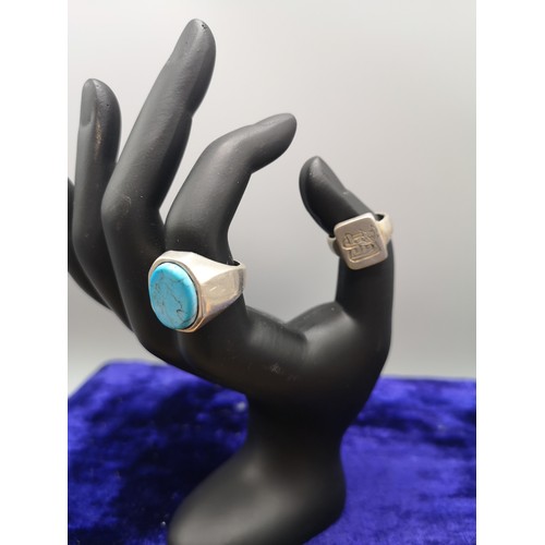 36a - Silver ring with blue stone together with other.