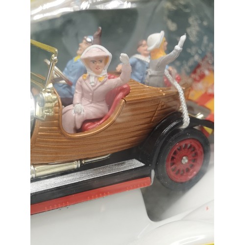 112 - Original corgi 266 chitty chitty bang bang with figures to include box .