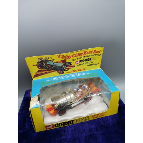 112 - Original corgi 266 chitty chitty bang bang with figures to include box .