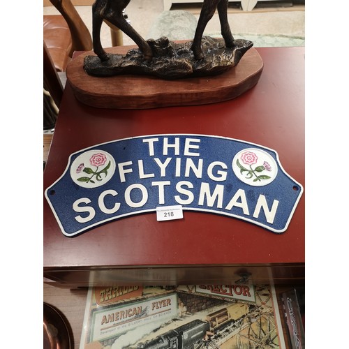 218 - Cast iron the flying Scotsman plaque .