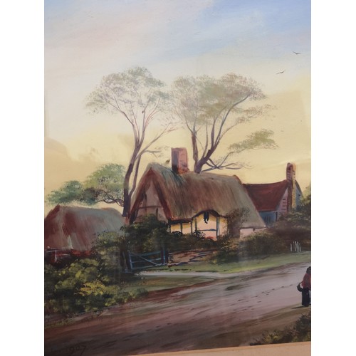 156 - Large water colour in gilt frame depicting farm house lane signed W.Marshall dated 1907. 72 cm in le... 