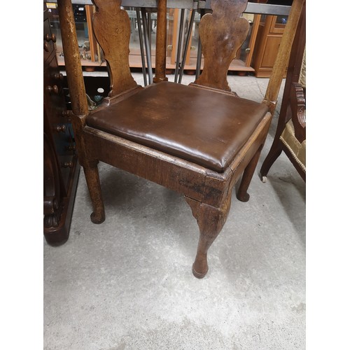 65 - Georgian 1800s corner chair with leather upholstery.