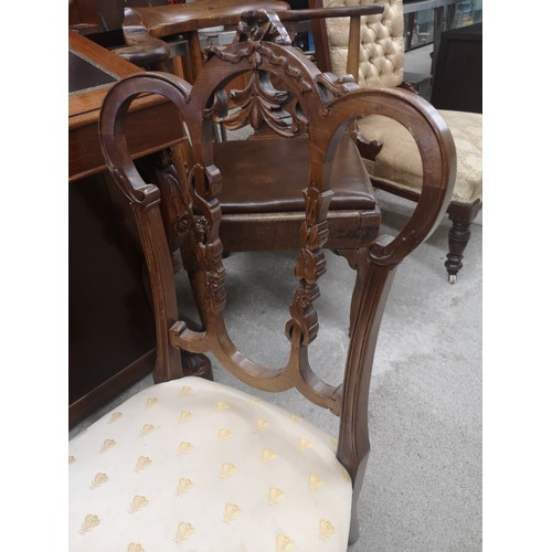 68 - Stunning 1900s parlour chair with silk upholstery.