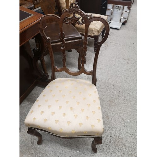 68 - Stunning 1900s parlour chair with silk upholstery.