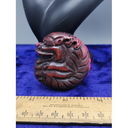 71 - Signed netsuke  depicting dragon face .