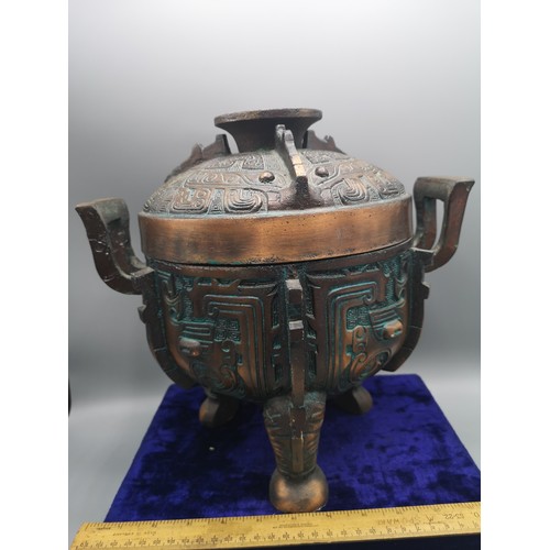 83 - Large Chinese incense burner with cover