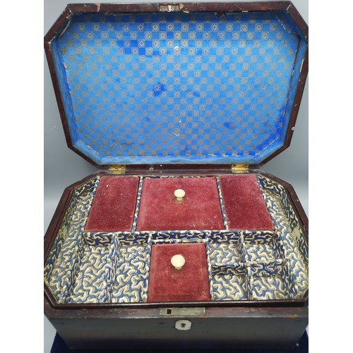 48 - Antique sewing box with fitted interior.