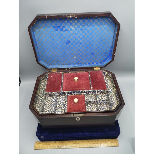 48 - Antique sewing box with fitted interior.