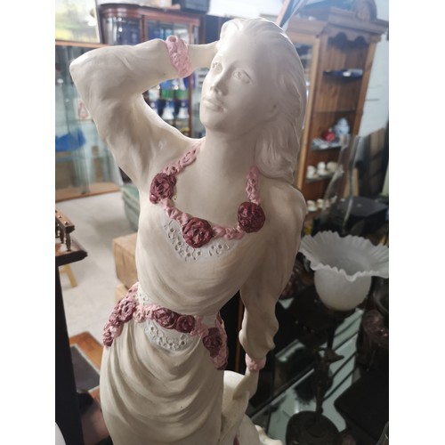 205 - Large sculpture of a lady with signature. Over 2 ft in height.