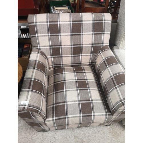 203 - Contemporary modern tartan arm chair..