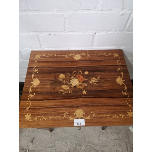 180 - Inlaid table with drawer.