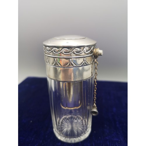 14 - Georgian Silver Hall marked art deco super rare Chester heavy perfume bottle with itemiser top screw... 