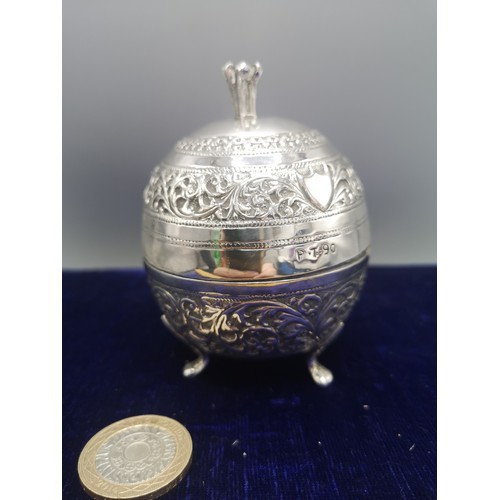 8 - Large continental silver ladies powder dish on tri feet.