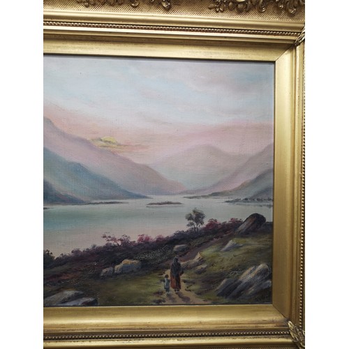 244 - Stunning victorian oil Painting of scottish Highland scene in stunning gold frame.